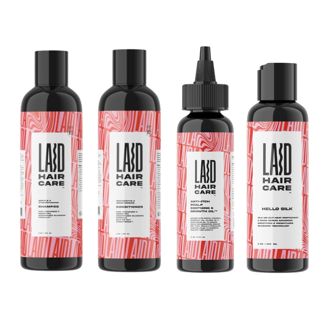 LAID Hair Care Best Hair Kit For Healthy Hair Growth Shampoo Conditioner Oil Low Porosity High Porosity Soft Frizz-Free Long Hair Walmart Salon Quality Multivitamin Rosemary Oil